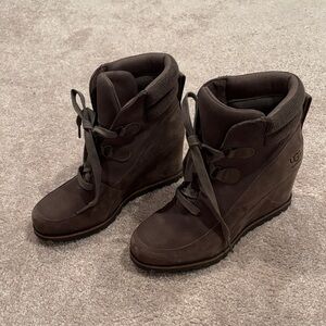 UGG Dark Brown Wedge Ankle Boots